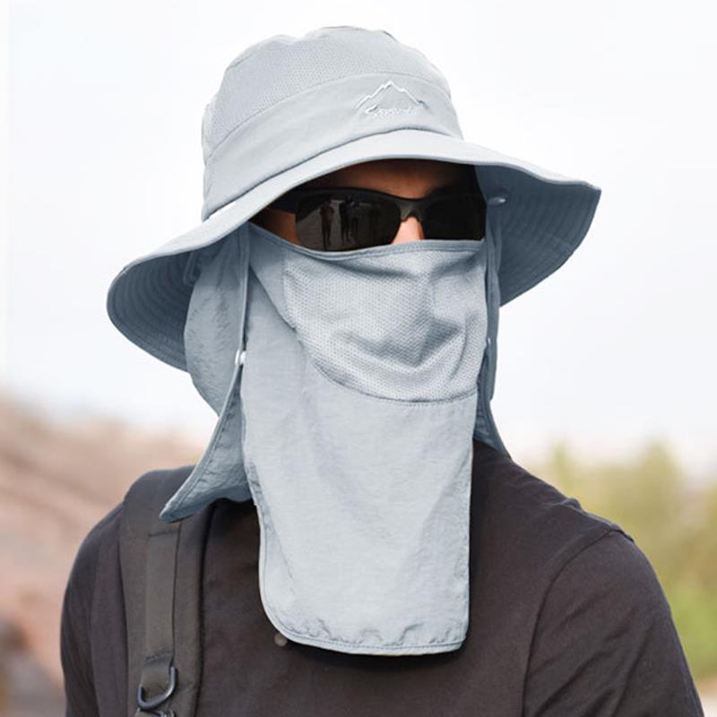 Men's Summer Fishing Bucket Hat with UV Protection and Face Covering for Outdoor Hiking