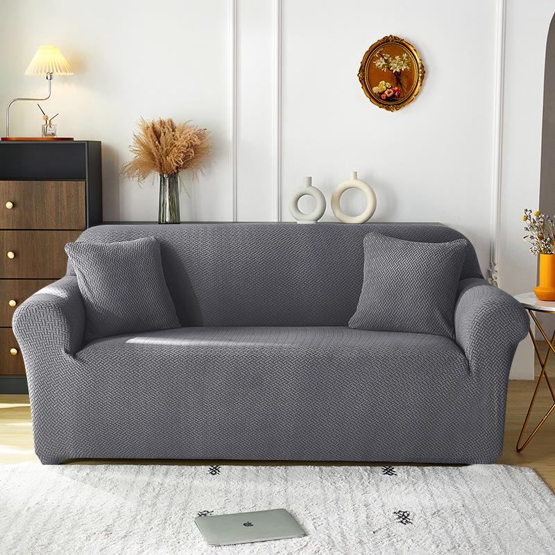 T-shaped Jacquard Sofa Cover Home Solid Color Non-slip Elastic Fleece Combination Pet Fabric Sofa Dust Cover