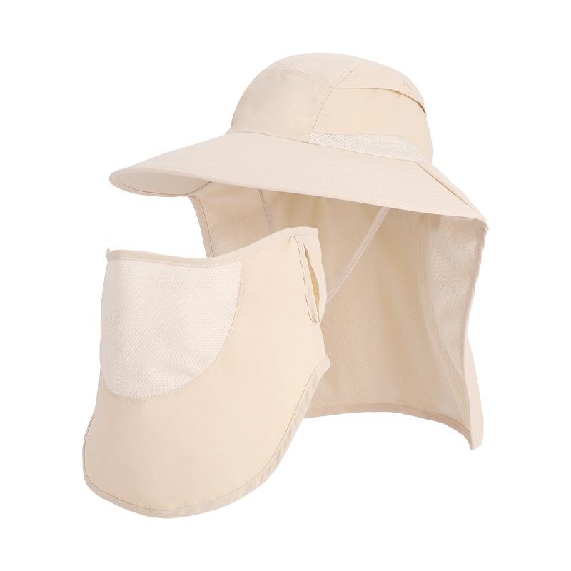 Summer Big Eaves Shawl Sun Hat Face Mask Bucket Hat Men and Women Outdoor Mountaineering Fishing Breathable Sun Protection Hat