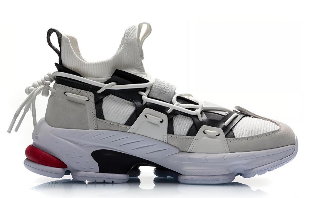 Li Ning CF Comfortable Non Slip Lightweight Mid Top Casual Shoes Unisex Gray White AGCP339-4