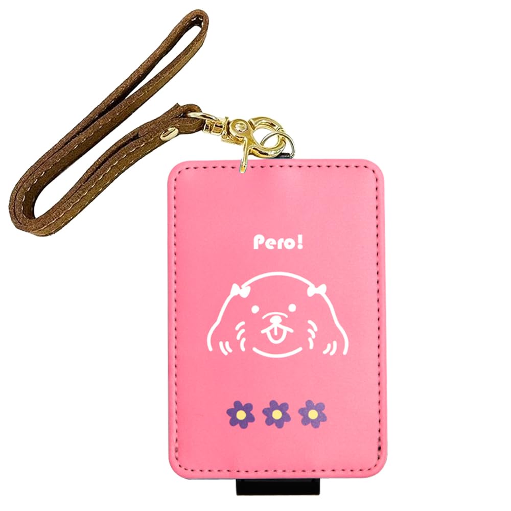 

Grand Cinq Women s Pass Case (with Anti-Fall Strap & Button) Pero (Line Art) Shih Tzu IC Card Case for Commuting and School
