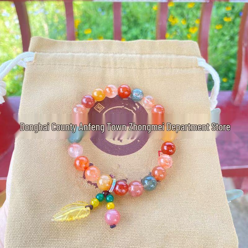 Five Blessings Crystal Prosperity and Longevity Beaded Bracelet for Women - One Leaf Wealth Design