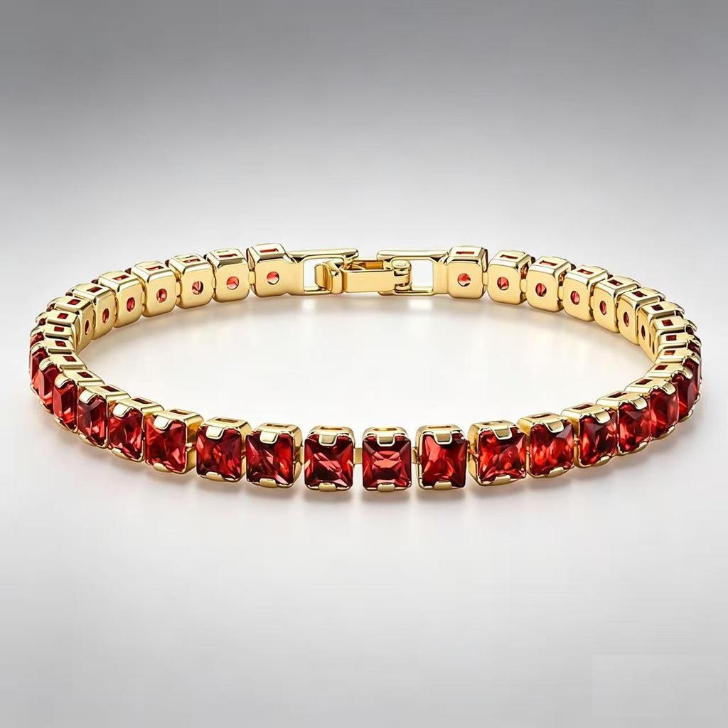 JD Full Diamond Zircon Tennis Bracelet: Women's Light Luxury Electroplated High-End Beaded Bangle