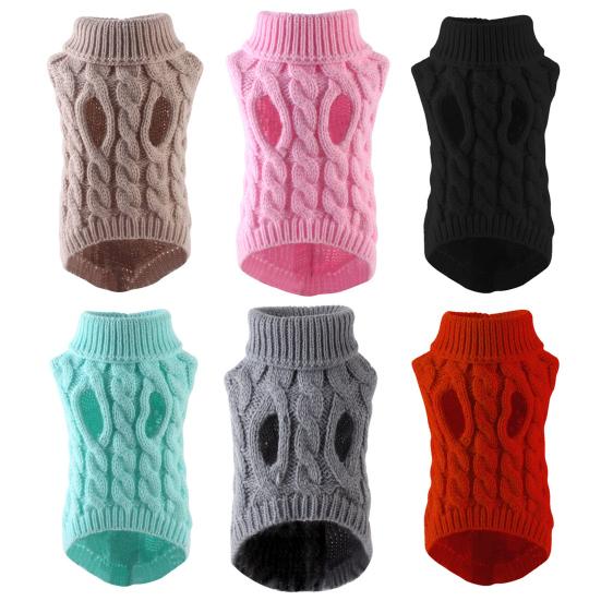 Dog Sweater Turtleneck Pet Sweater Warm Knitted Pullover Stretchy Knitwear Dogs Clothes for Fall Winter Small Dogs Puppies