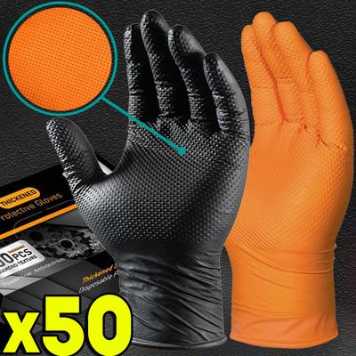 Heavy Duty Nitrile Gloves 8Mil Extra Thick Mechanic Home Garden Disposable Glove with Textured Grip Antislip Safety Work Gloves