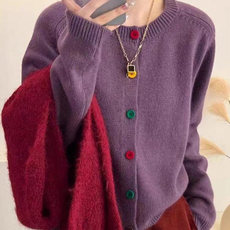 Ženy Podzim Zima Jednobarevné Vršek s výstřihem do V Pletené zboží s dlouhým rukávem Pletený svetr Cardigan