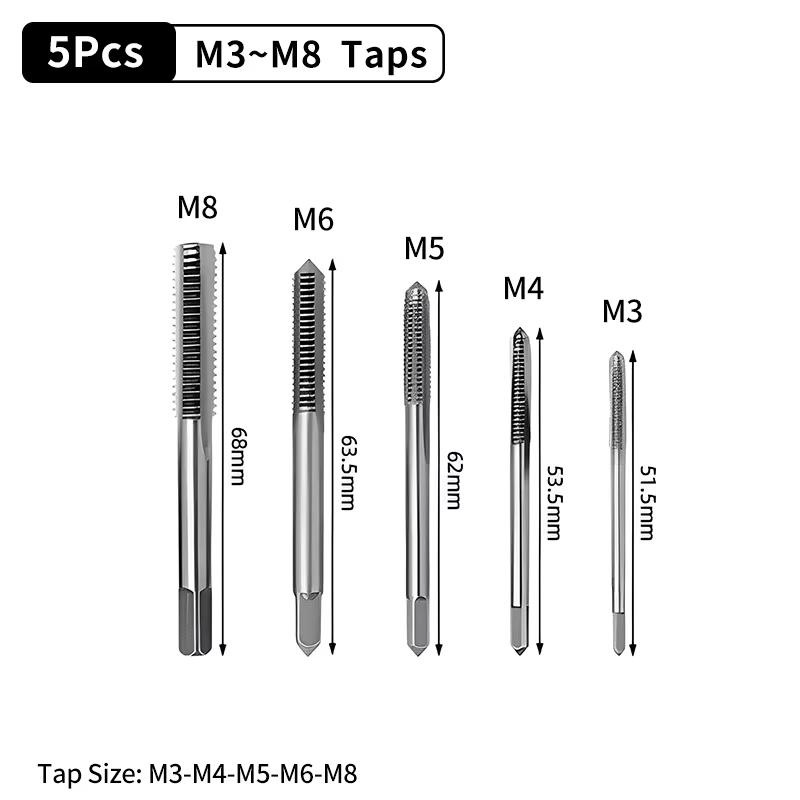 Регулируемый гаечный ключ M3-M12 с Т-образной ручкой Фрезерные метчики из быстрорежущей стали Метрические отвертки Сверла для нарезания резьбы Держатель Набор ручных инструментов