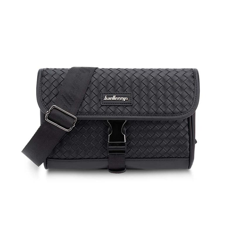 Baellerry Men's Crossbody Bag Business Weaving Pattern Large Capacity Shoulder Bags Waterproof Handbags for Men Man