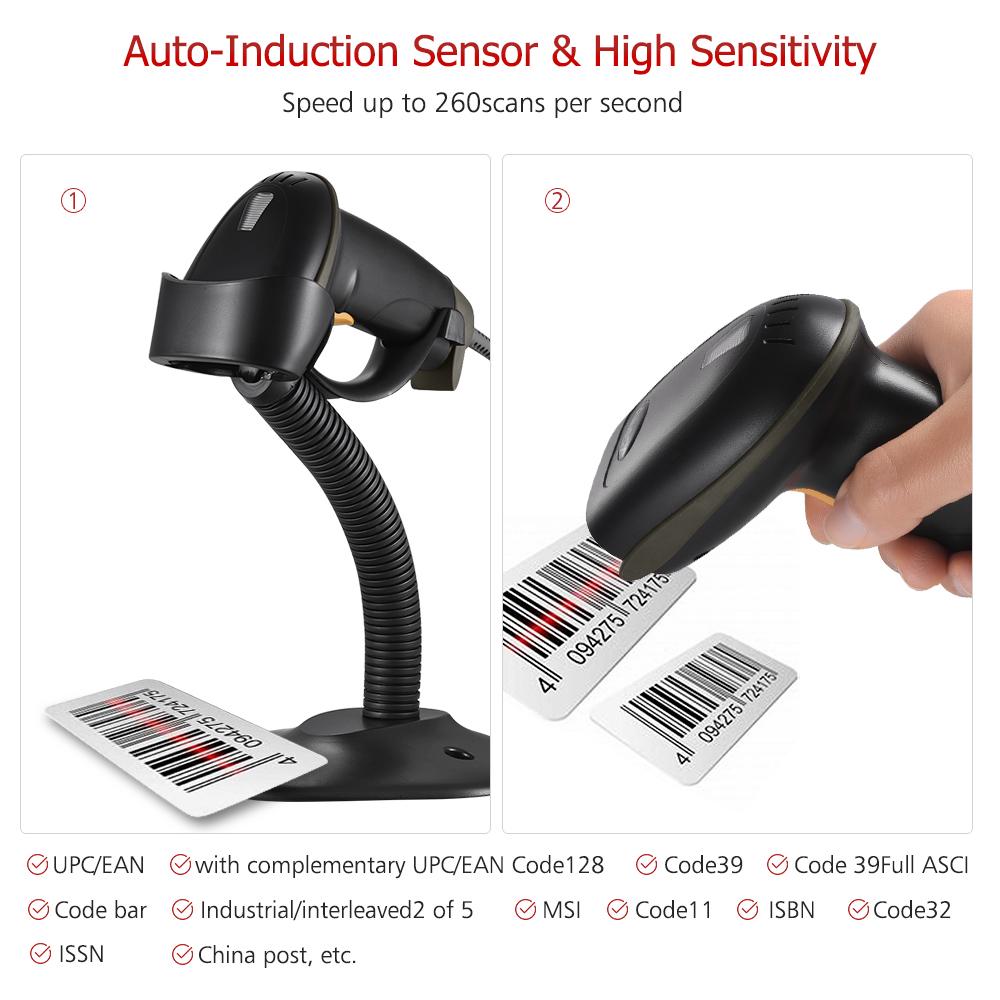 Buy Bi-Directional Wired Automatic Barcode Scanner 1D Bar Code Reader ...