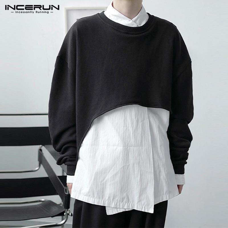 

INCERUN Весенние мужские однотонные топы нестандартной формы