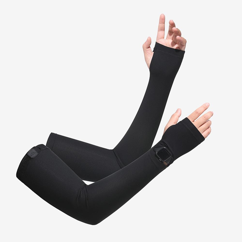 Sommer Herren Eis Seide Ärmel UPF50 Kühlende Armstulpen Outdoor Fahren Atmungsaktiv UV-Schutz Fingerlos Kühlende Armstulpen