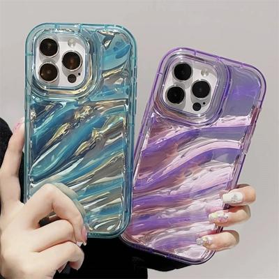 Custodia trasparente ondulata laser di lusso per iPhone 14 13 12 11 Pro Max X XS XR 8 7 Plus SE 2022 Cover morbida antiurto per caramelle
