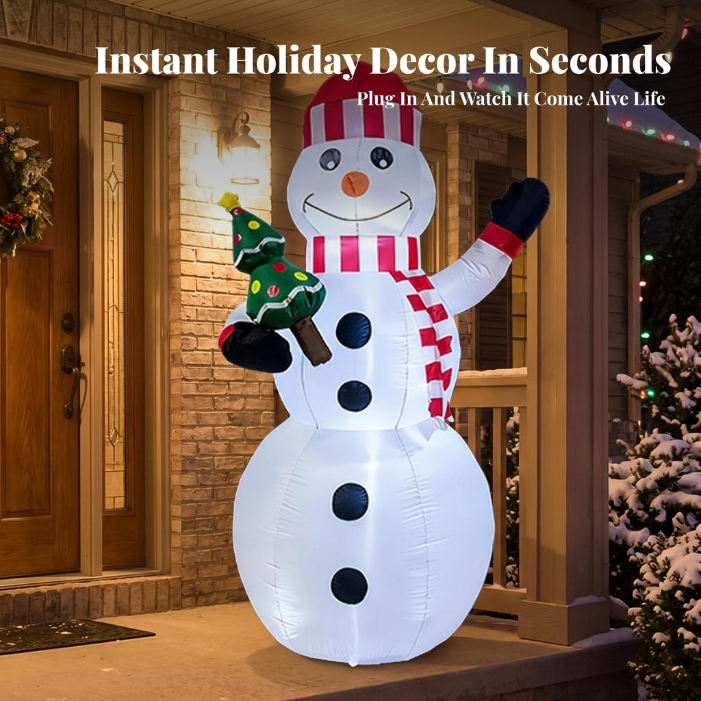 Christmas Inflatable Snowman | Polyester Material, Outdoor Holiday Display, for Garden