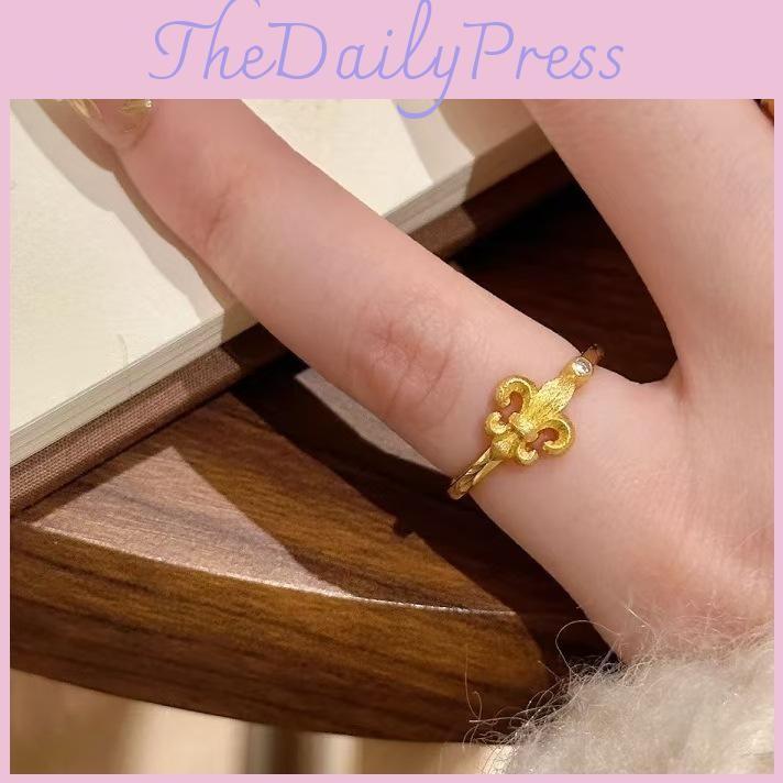 Premium Iris Gold Flower Ring Stylish Copper Finger Ring For Women Fashionable