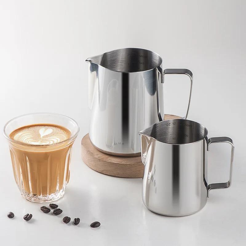EXSX Stainless Steel Milk Frothing Jug Coffee Latte Art Cappuccino Milk Frother Pitcher Measurement Jug Espresso Barista Tool