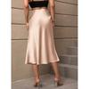 European American Satin Autumn Elegant Style Polyester Mid-length A-line Skirt