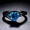 Black Heart-Shaped Stainless Steel Ring For Women Fashion Trend Zircon Finger Ring Female Engagement