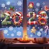 Weihnachtsglasaufkleber Krücke Schneemann Baum Süßigkeiten Hut Glocke Design Wasserdicht PVC Fenster Tür Spiegel Aufkleber