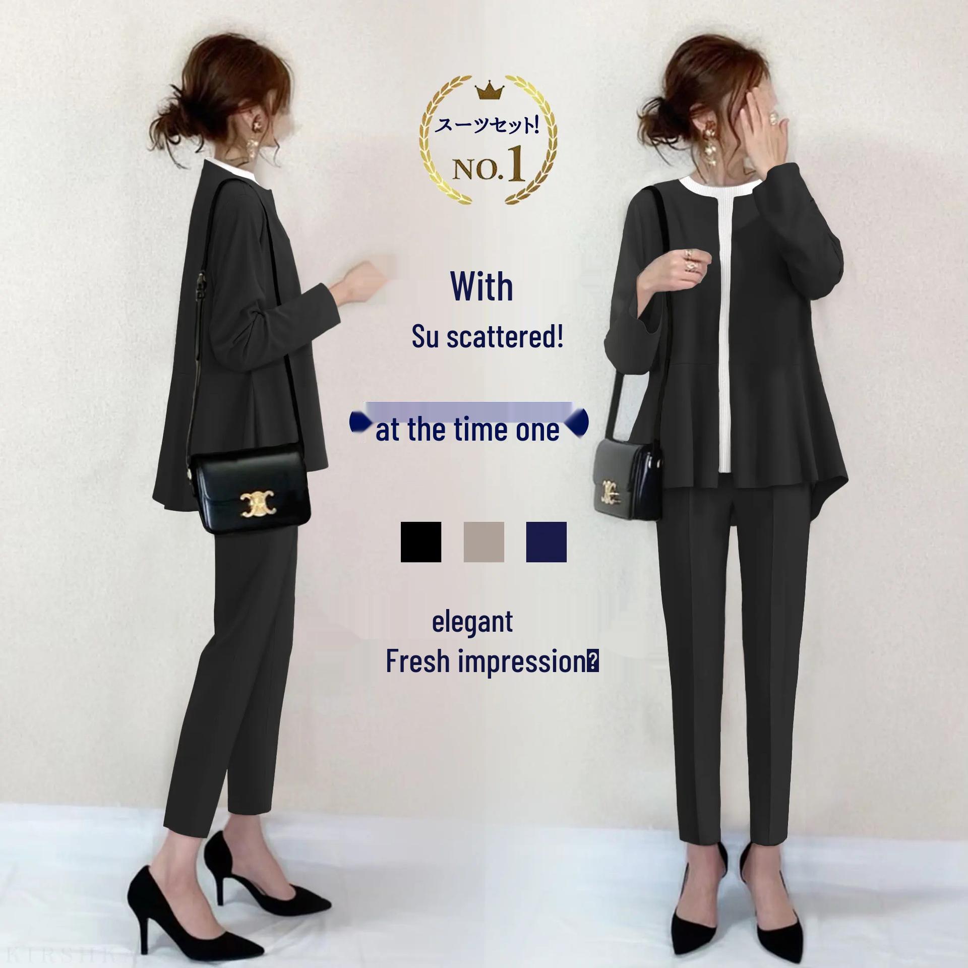 In Stock 2026 Spring/Summer Women s Japanese Style Patchwork Top & Pants Set Small