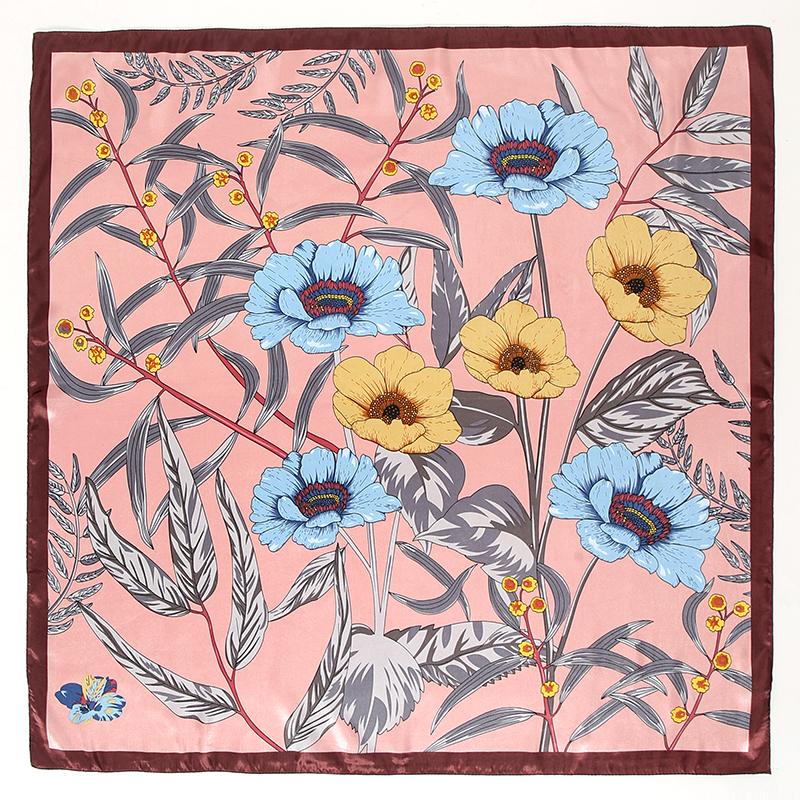 Luxury Print 90cm Square Scarf for Women Silk Satin Summer Beach Stoles Shawl Wraps Bandana Headkerchief Hijab Echarpe  New