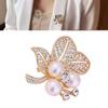 Elegant Floral Pearls And Crystal Rhinestones Brooch For Women Alloy Jewelry Accessory For Formal Event