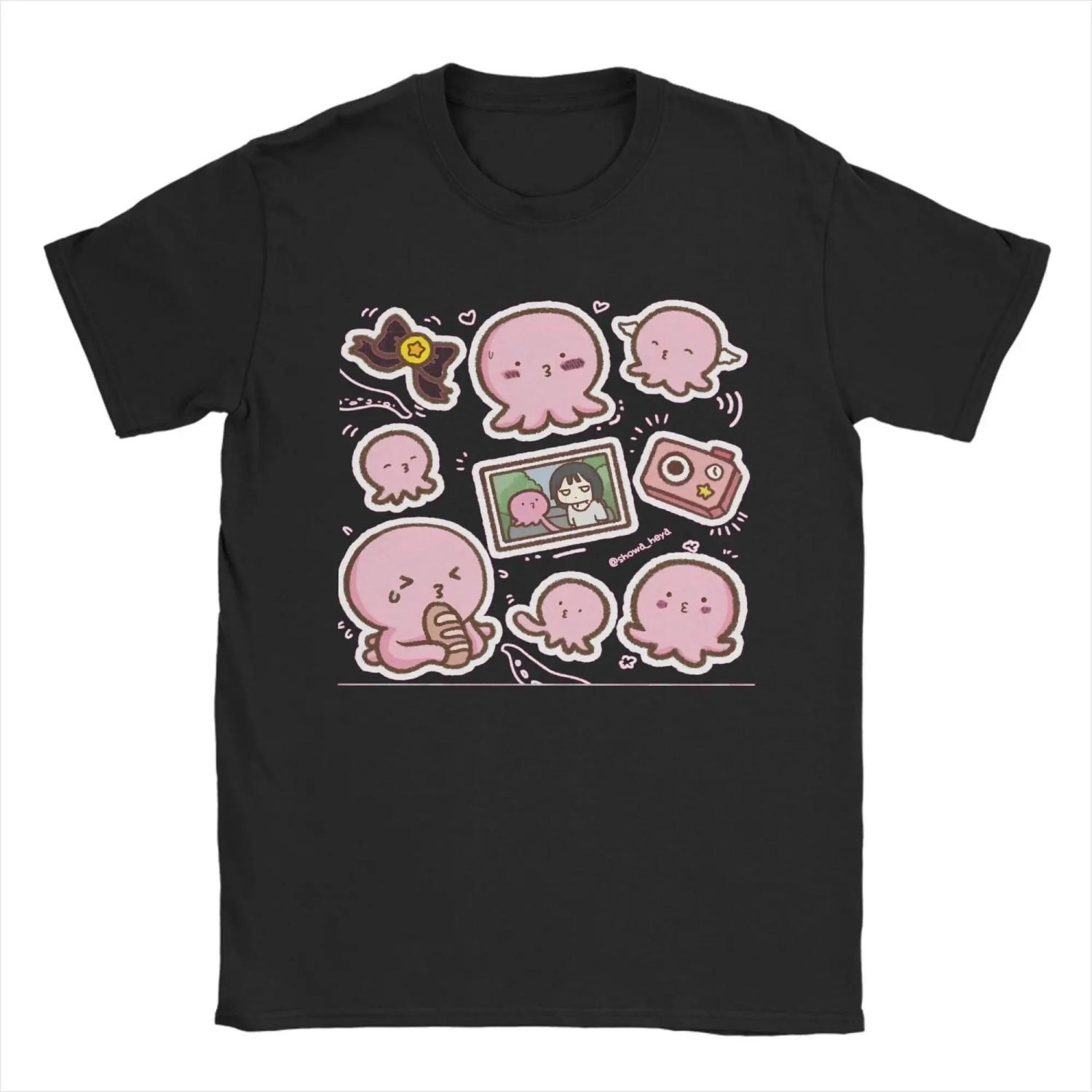 

2025 Anime Takopi’s Original Sin Retro T-Shirt Novelty Pure Cotton Tees O Neck Short Sleeve T Shirts Printed Clothes S чёрный