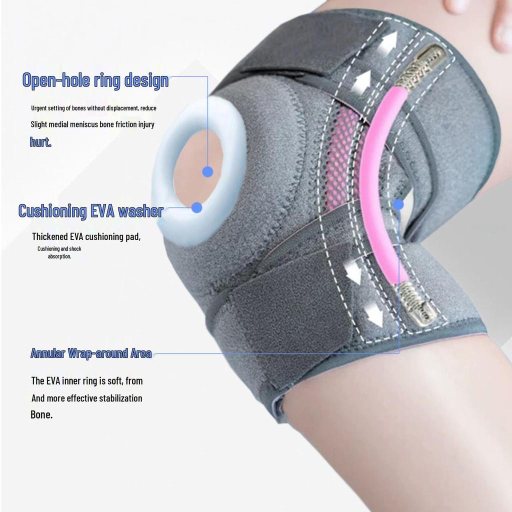 Breathable Open-Patella Knee Brace with Silicone Spring Meniscus Support