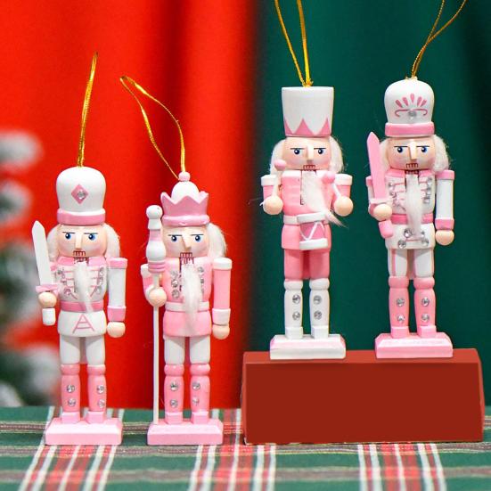 4Pcs Wooden King Soldier Figurine Cartoon Soldier Statue Sculpture Home Office Bookshelf Desktop Decoration Ornament Festival Gift