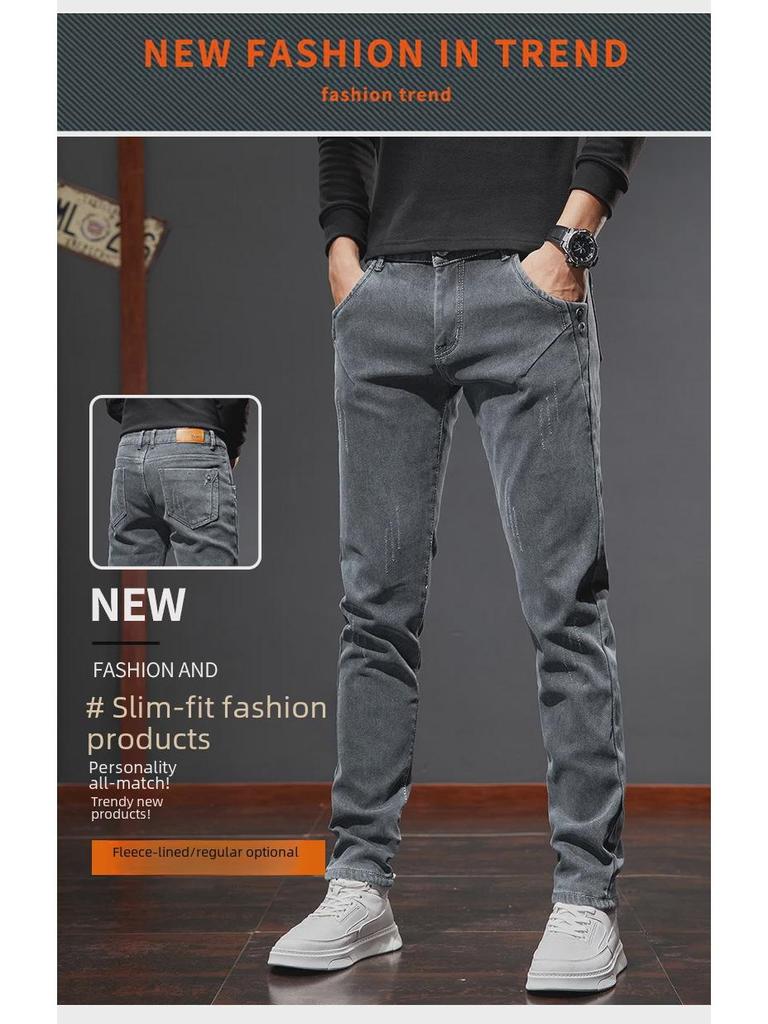 Jungen Plüsch Elastische Flanell Jeans: Bequeme, Temperaturregulierende, Schlanke, Gerade Hosen für Frühling und Herbst