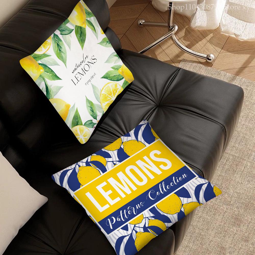 Lemon Pattern Pillow Case Fashion Square Pillowcase Bedroom Sofa Room Ins Decoration Leisure Cushion Cover 40x40