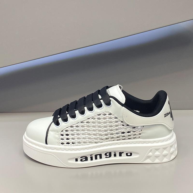 

Модные летние женские кроссовки, повседневные мужские дизайнерские кроссовки, легко сочетающиеся, кеды, модные кожаные сетчатые дышащие спортивные туфли 44 чёрный