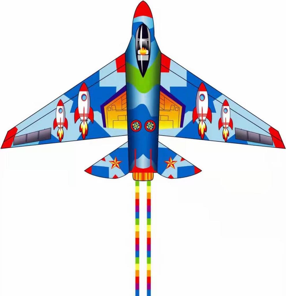 Fighter Jet Kite for Kids Giant Airplane Shape with Vibrant Colors 120cm Size Long Tail for Park and Beach Play