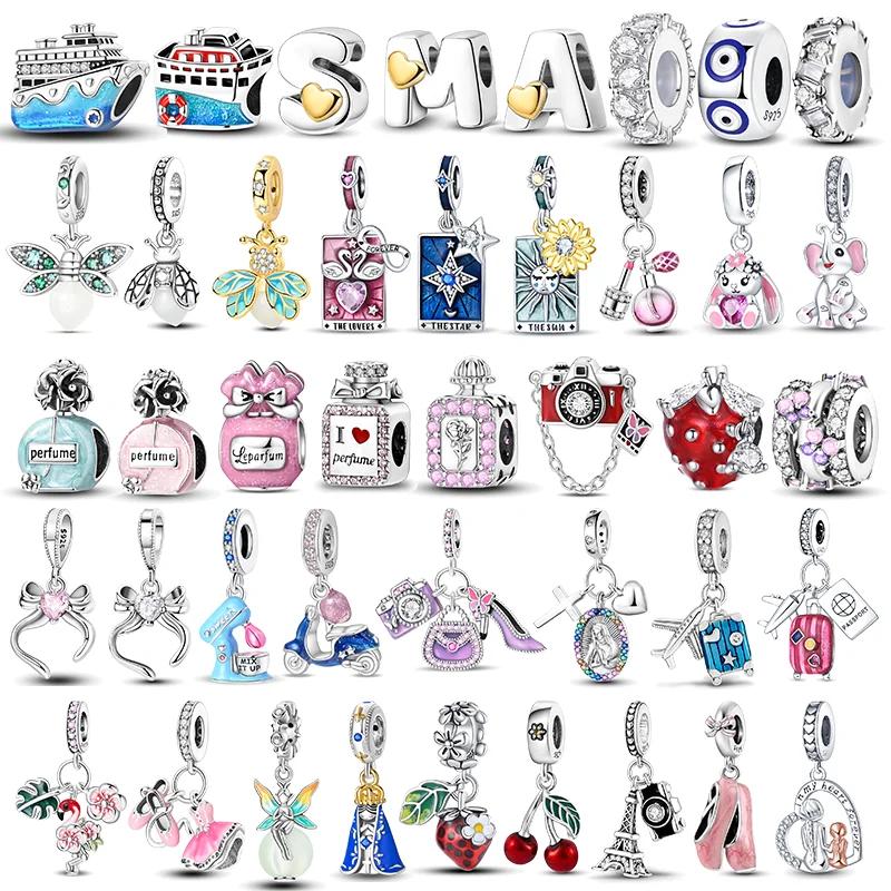 Charms Beads Copper Pink Perfume Bottle Letter Luminous Firefly Tarot Card Beads Fit Diy Bracelets Jewelry