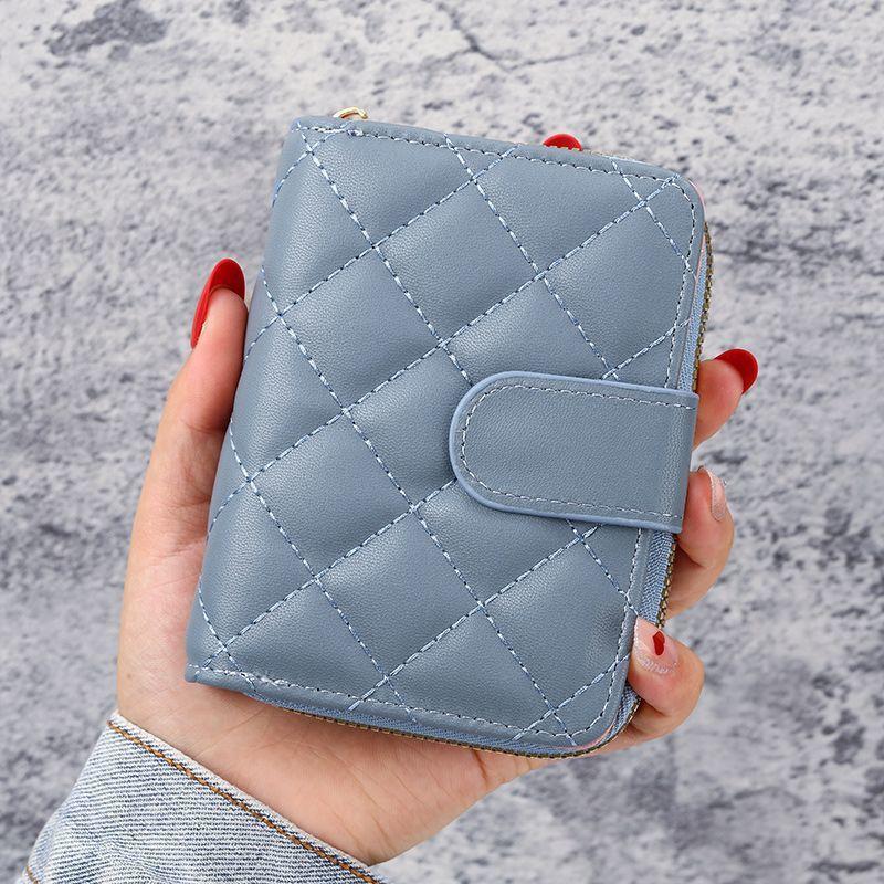 Fashion Wallets Women Organ Card Holder Lingge Short  Purse Simple Generous Ladies Zipper Wallet Credit Holders AVE