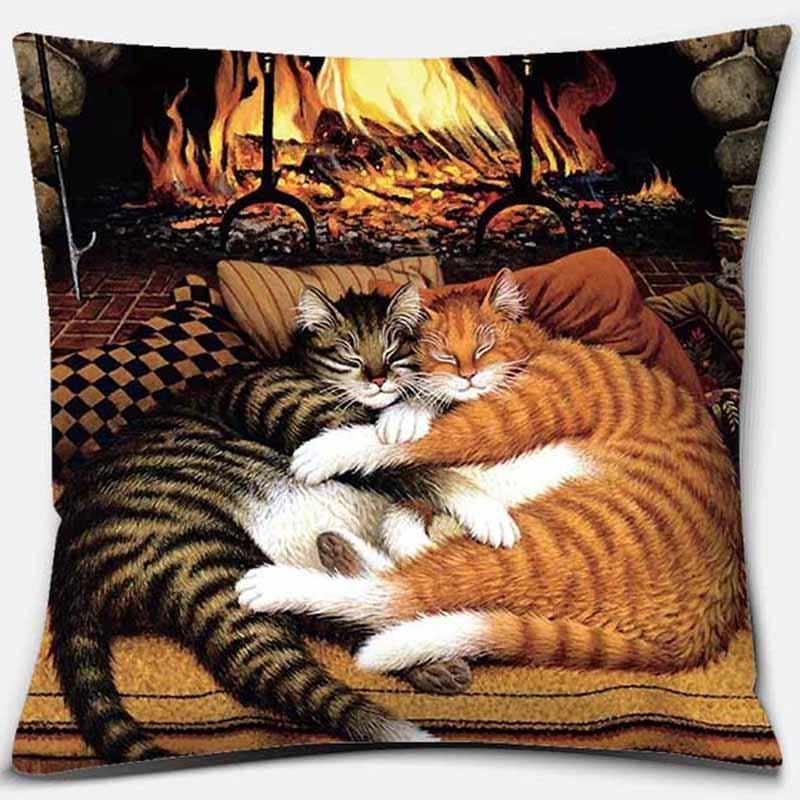 

Модная квадратная наволочка с благородным принтом кота, домашний декор, автомобильный диван, наволочка 45x45cm