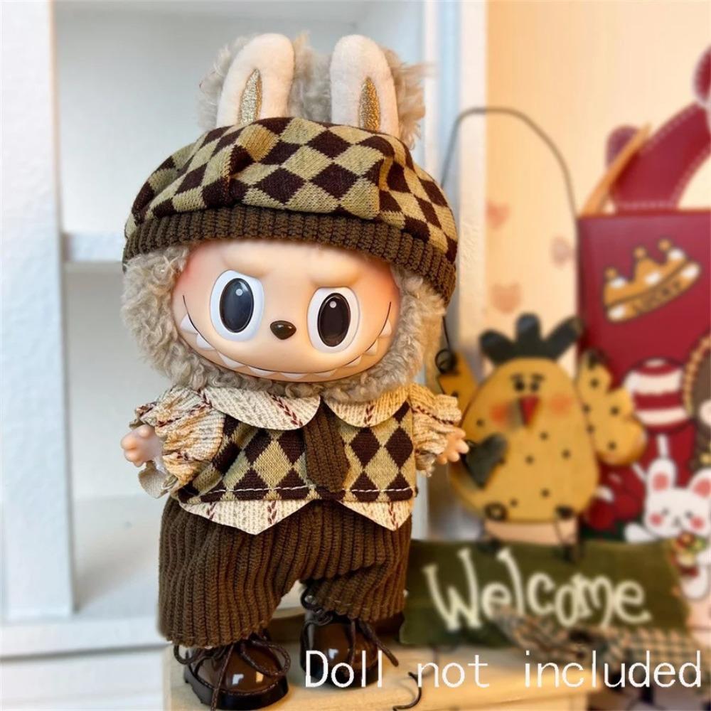 Only Clothes For 15-17CM Labubu Mini Accessories Clothes Clothing Dolls Set Sitting Party Scarf Hat Bag Cute Decoration Gift