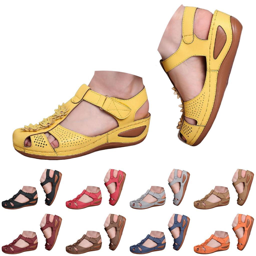 Casual Shoes For Women Slip On Wide Width Thick Soled Ladies Sandals Fashionable Flower Decoration Two Types Zapatos Para Mujer