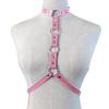 Adjustable Faux Leather Halterneck Choker Ring Waist Belt Body Chain Harness