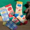 Socks Female Cute Baby Elephant Original Illustration Bubble Edge Cotton Socks Cartoon Print Personality Medium Stockings