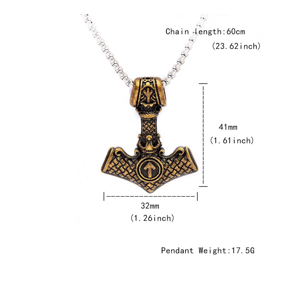 Odin Hammer Wikinger Rune Edelstahl Anhänger Beliebte Herren Titanstahl Halskette