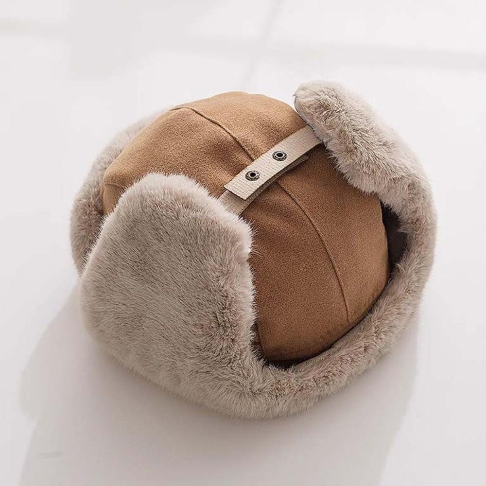Fleece Lined Warm Earflap Cap Thick Thermal Patchwork Ski Cap Windproof Winter Hat  Daily Commute