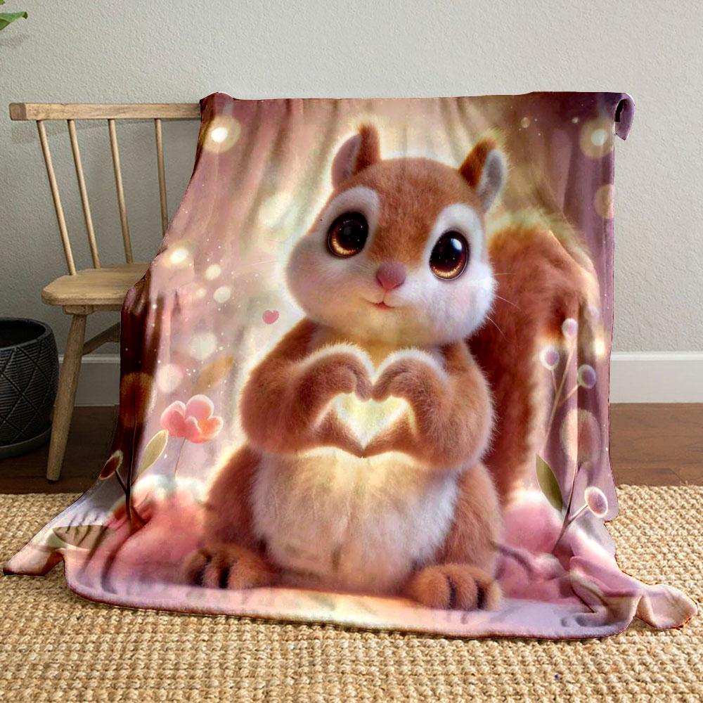 Multi-Size Animals Making Heart Shapes Pink Print Blanket, All-Season Multi-Use for Nap Camping Travel Car Sofa Luxury Gifts