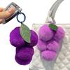Lovely Grape Pom Poms Keychains Fluffy Pompoms Keychain Imitation Rex Rabbit Fur Pompoms Keyring Car Key Chain Pendant Accessor