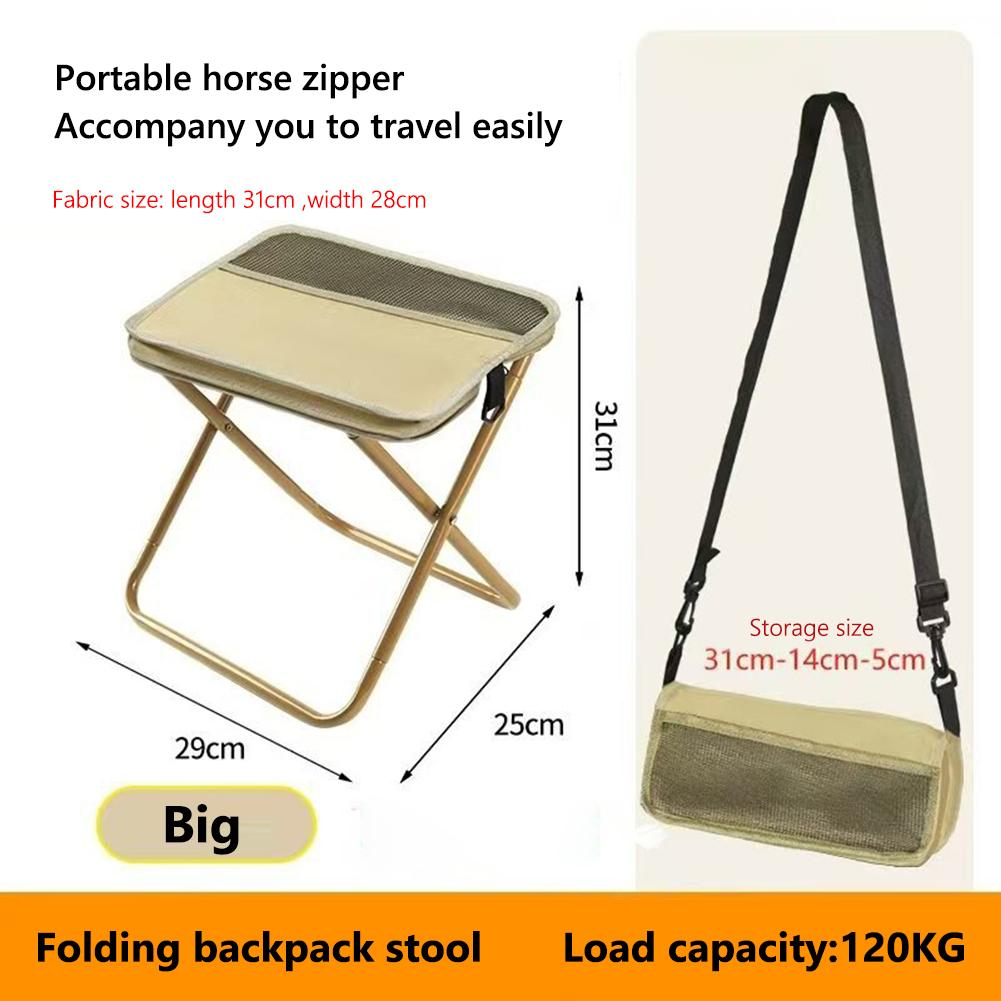 Outdoor Foldable Backpack Stool Portable Small Pencil Bag Camping Stool Lightweight Folding Chair for Beach Fishing Travel