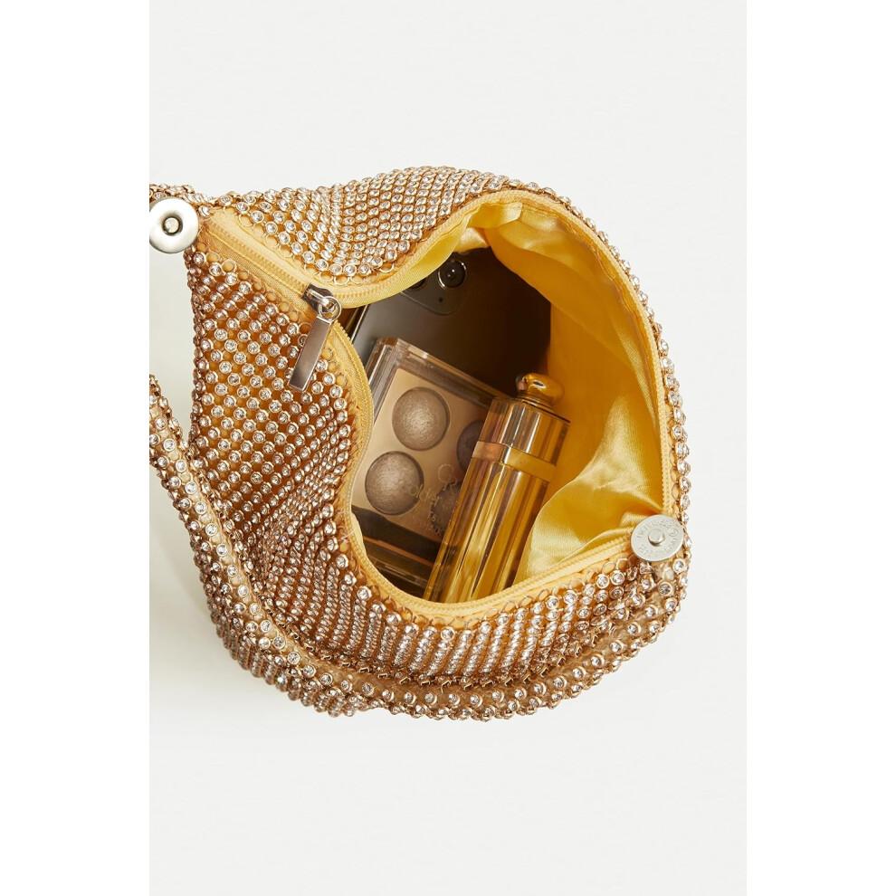 Women's 1920s Rhinestone Handbag Evening Clutch Prom Bag Gold for Weddings and Bridal Accessories