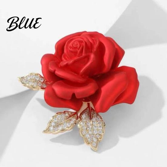 Decorative Brooch Accessory Alloy Pin Rose Flower Shape Shiny Rhinestones