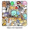 50 Cartoon Animal Stickers Set: Cute, Hand-Painted, Waterproof Decorative for Stationery & Planners