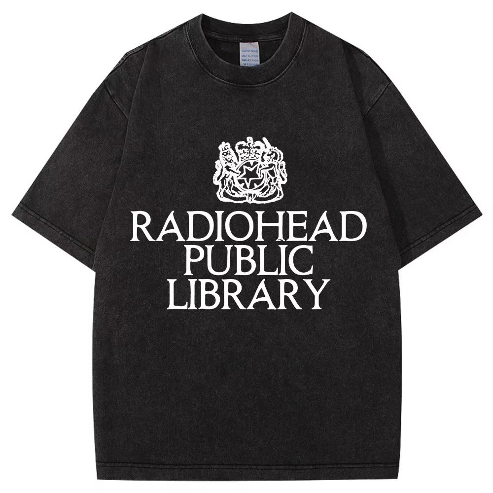 Wyprała Koszulka Retro Rock Band Radiohead The Bends Mężczyźni Kobiety Moda Hip Hop Gotycka Koszulka Oversize Bawełniana Codzienna Męskie Koszulki