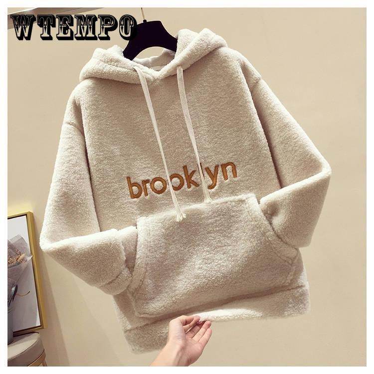 

Хлопковая женская толстовка Wild большого размера с длинным рукавом, теплая верхняя одежда с капюшоном, осенне-зимняя толстовка