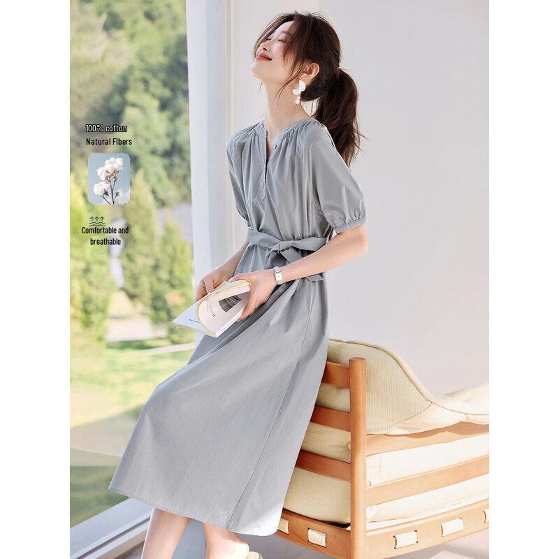 

Elegant A-Line Cotton Shirtdress 2XL